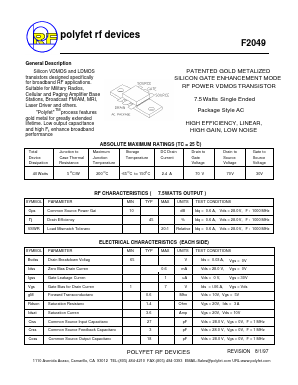 F2049 Datasheet PDF Polyfet RF Devices