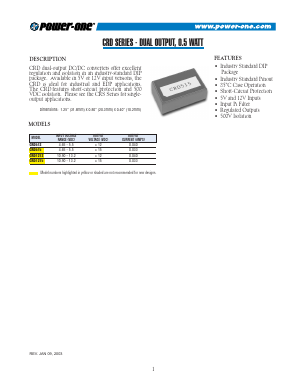 CRD1215 Datasheet PDF Power-One Inc.