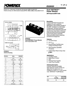 ID226020 Datasheet PDF Powerex