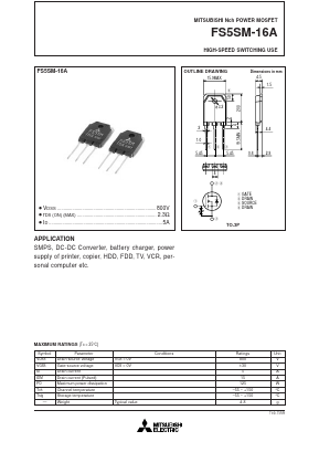 FS5SM-16A Datasheet PDF Powerex