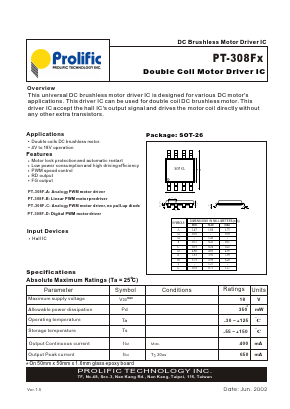 PT-308F-D Datasheet PDF Prolific