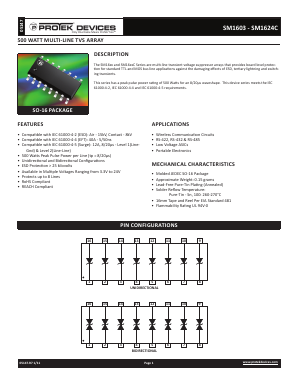 SM1608-LF-T7 Datasheet PDF ProTek Devices.