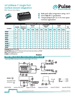 H1102NLT Datasheet PDF Pulse Electronics