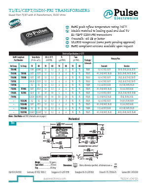T1105NL Datasheet PDF Pulse Electronics