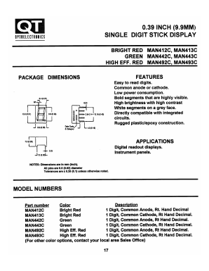 MAN443C Datasheet PDF QT Optoelectronics => Fairchildsemi