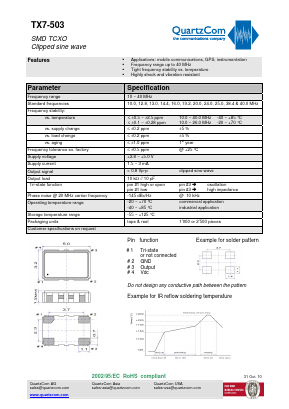 TX7-503 Datasheet PDF QUARTZCOM the communications company