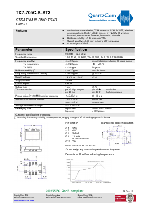 TX7-705C-S-ST3 Datasheet PDF QUARTZCOM the communications company
