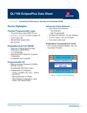 QL7160-7PT208C Datasheet PDF QuickLogic Corporation