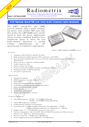 LMT1-151-5 Datasheet PDF Radiometrix Ltd