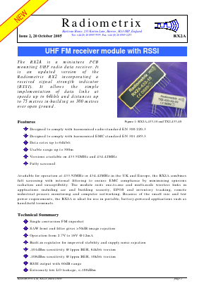 RX2A Datasheet PDF Radiometrix Ltd