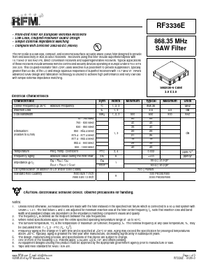 RF3336E Datasheet PDF RF Monolithics, Inc