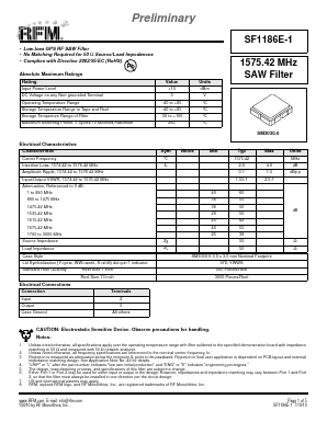 SF1186E-1 Datasheet PDF RF Monolithics, Inc