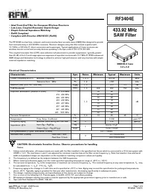 RF3404E Datasheet PDF RF Monolithics, Inc