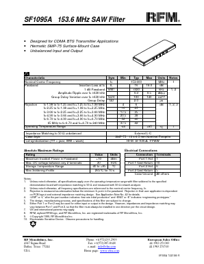 SF1095A Datasheet PDF RF Monolithics, Inc