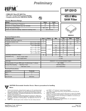 SF1201D Datasheet PDF RF Monolithics, Inc