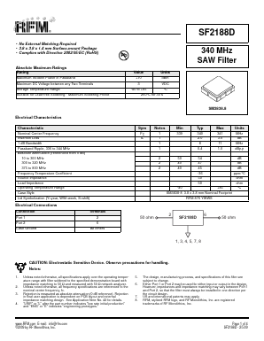 SF2188D Datasheet PDF RF Monolithics, Inc