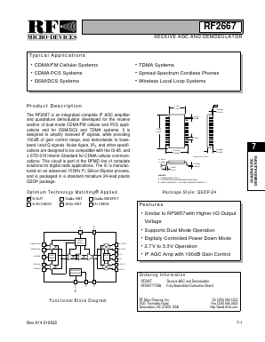 RF2667 Datasheet PDF RF Micro Devices