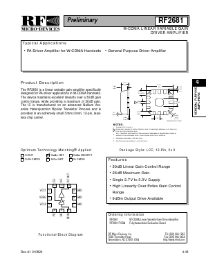RF2681 Datasheet PDF RF Micro Devices