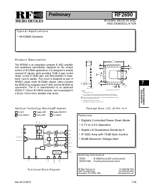 RF2690PCBA Datasheet PDF RF Micro Devices