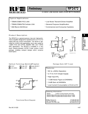 RF2472 Datasheet PDF RF Micro Devices