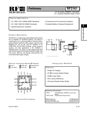 RF2161 Datasheet PDF RF Micro Devices