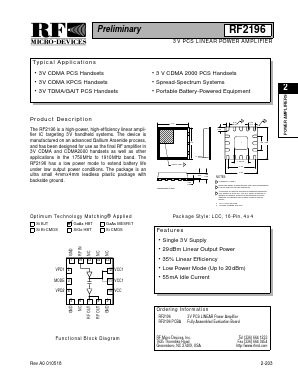 RF2196 Datasheet PDF RF Micro Devices