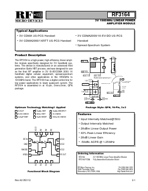 RF3164PCBA Datasheet PDF RF Micro Devices