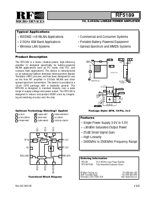RF5189PCBA Datasheet PDF RF Micro Devices
