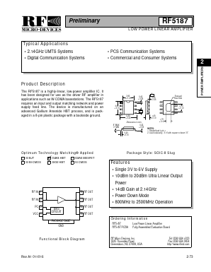 RF5187PCBA Datasheet PDF RF Micro Devices