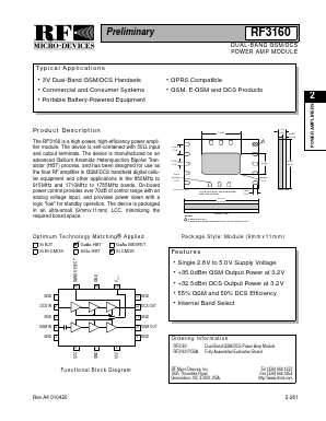 RF3160 Datasheet PDF RF Micro Devices