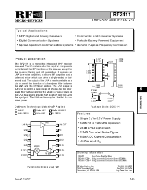 RF2411PCBA-L Datasheet PDF RF Micro Devices