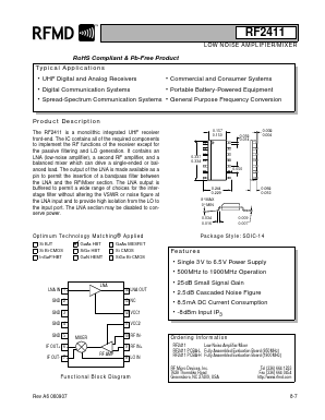 RF2411 Datasheet PDF RF Micro Devices