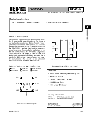 RF3105 Datasheet PDF RF Micro Devices