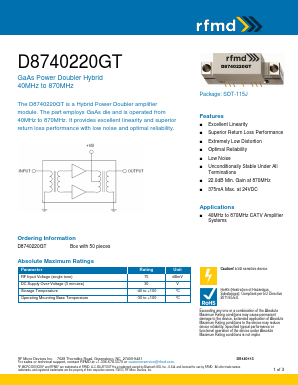 D8740220GT Datasheet PDF RF Micro Devices