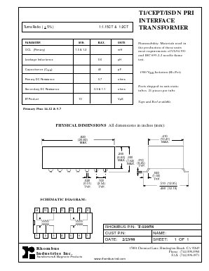T-11058 Datasheet PDF Rhombus Industries Inc.