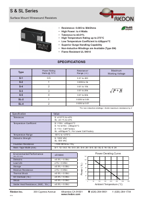 SL-2 Datasheet PDF Riedon Powertron