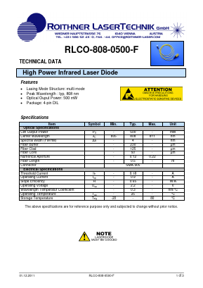 RLCO-808-0500-F Datasheet PDF Rochester Electronics