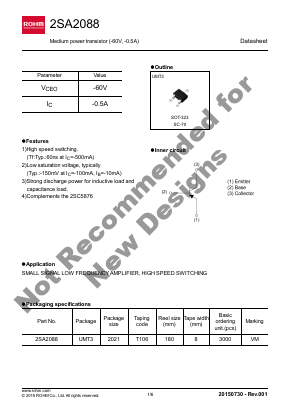 2SA2088 Datasheet PDF ROHM Semiconductor