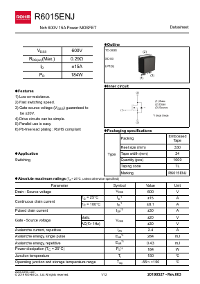 R6015ENJ Datasheet PDF ROHM Semiconductor