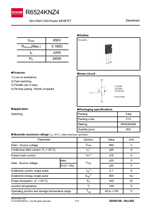 R6524KNZ4 Datasheet PDF ROHM Semiconductor