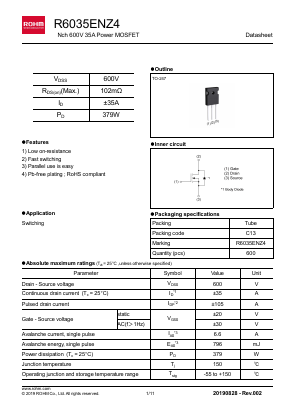 R6035ENZ4 Datasheet PDF ROHM Semiconductor