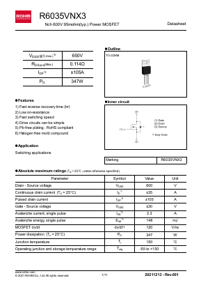 R6035VNX3 Datasheet PDF ROHM Semiconductor