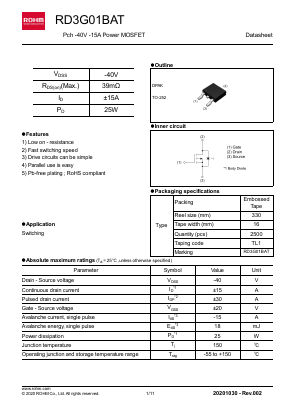 RD3G01BAT Datasheet PDF ROHM Semiconductor