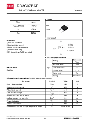 RD3G07BAT Datasheet PDF ROHM Semiconductor