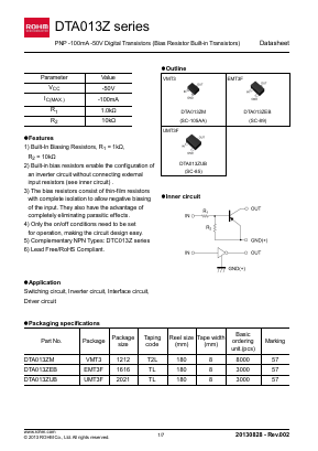 DTA013Z Datasheet PDF ROHM Semiconductor