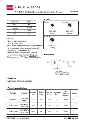 DTA013Z Datasheet PDF ROHM Semiconductor