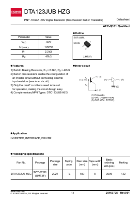 DTA123JUBHZG Datasheet PDF ROHM Semiconductor