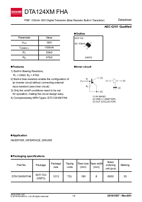 DTA124XMFHA Datasheet PDF ROHM Semiconductor