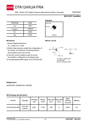 DTA124XUAFRA Datasheet PDF ROHM Semiconductor