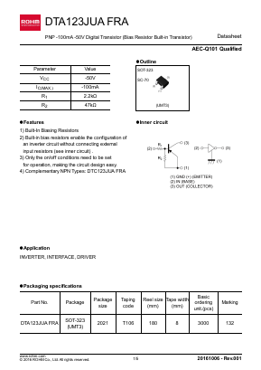 DTA123JUAFRA Datasheet PDF ROHM Semiconductor